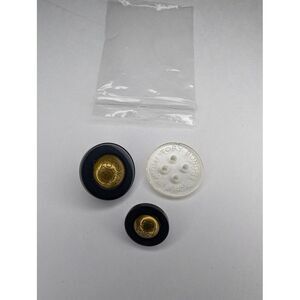 Vintage Tory Burch 3 Piece Replacement Buttons Navy Blue & Metal 3/4" & 1/2"